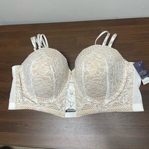 NWT Cacique Boost Strapless White Lace Bra Convertible Straps 48D